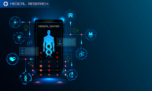Medicine of Futufe. Diagnostic and Consulting Application on Smartphone. Medical App - Illustration Vector