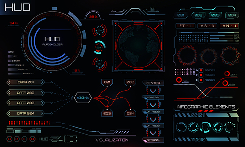 Futuristic Interface HUD Design, Infographic Elements,Tech and Science, Analysis Theme - Illustration Vector