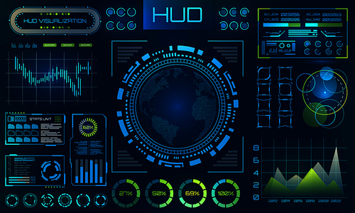Futuristic HUD Background. Infographic or Technology Interface for Information Visualization - Illustration Vector