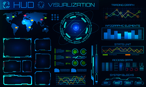 Futuristic HUD Background. Infographic or Technology Interface for Information Visualization - Illustration Vector