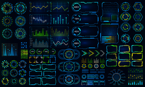 Set Element for Futuristic Design. Interactive Interface Control Panels - Illustration Vector
