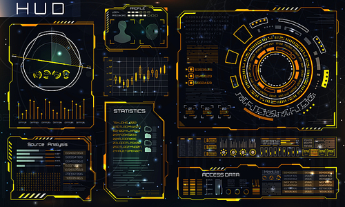 Futuristic Interface HUD Style and Infographic Elements. Technology Template - Illustration Vector