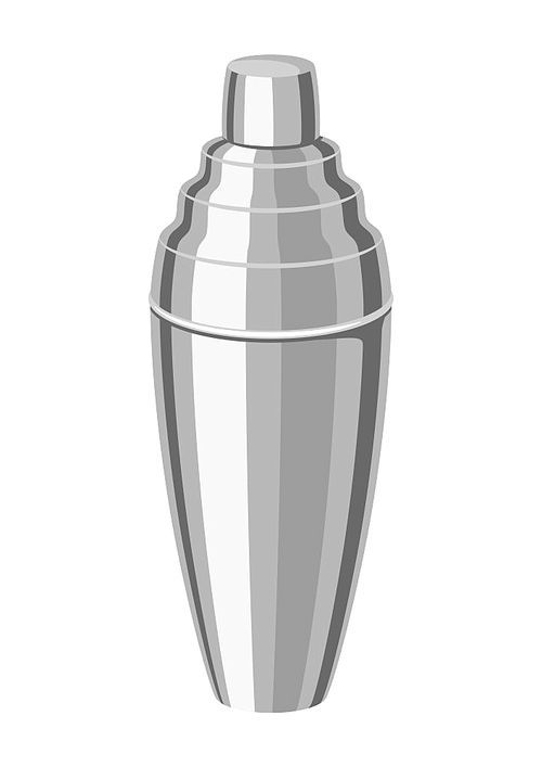 Metal cocktail shaker. Alcohol bar equipment illustration.