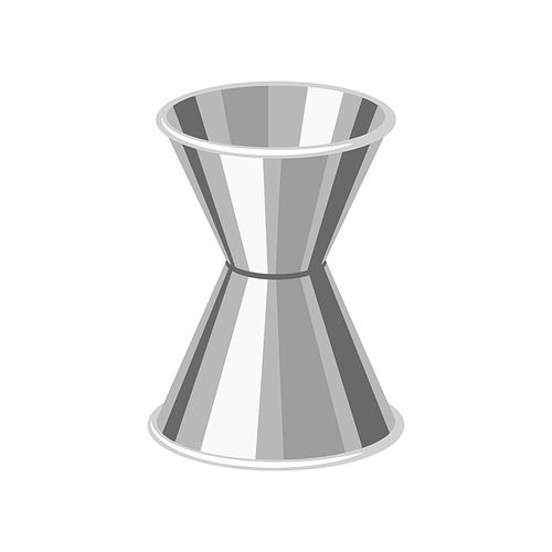 Metal cocktail jigger. Alcohol bar equipment illustration.