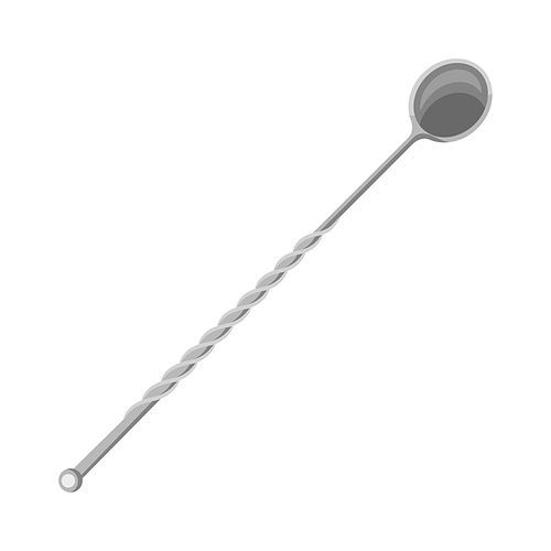 Stainless stirring cocktail beverage mixing long handle spoon. Alcohol bar equipment illustration.