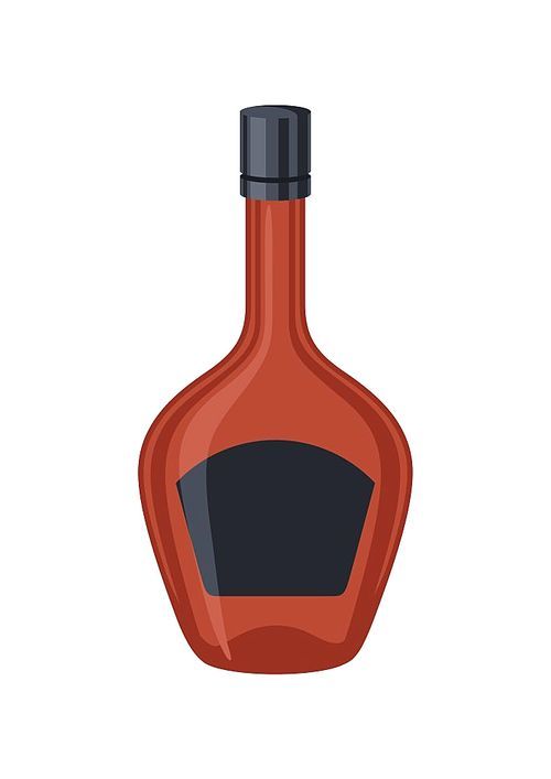 Illustration classic bottle of cognac. Icon for bars and restaurants.