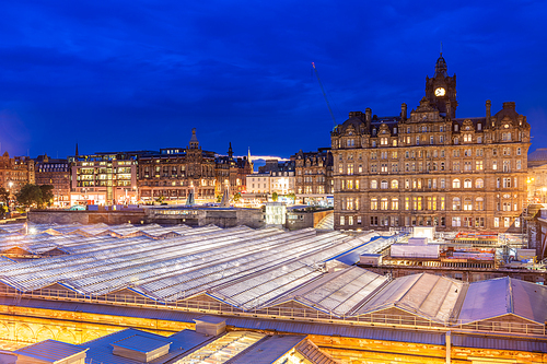 Edinburgh Cityscape at sunset dusk, Edinburgh, Scotland UK