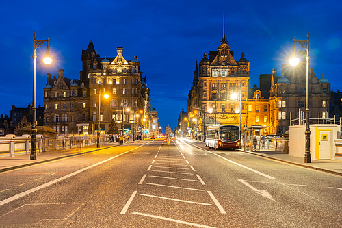 Edinburgh Cityscape at sunset dusk, Edinburgh, Scotland UK