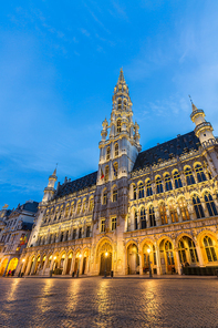 Grand Place square in Brussels Belgium, the most beautiful square in thw world, at suset twilight.