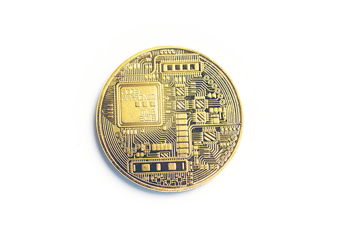 bitcoins isolated on white