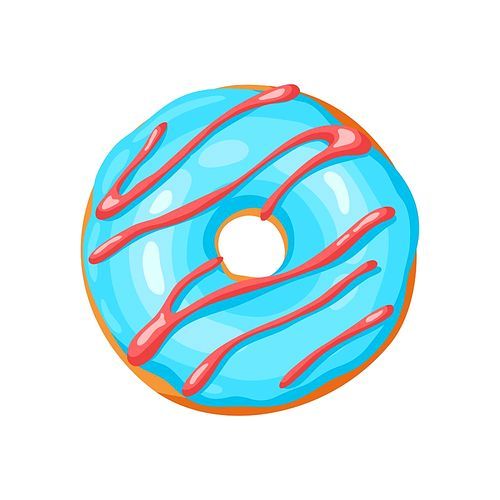 Illustration of glaze donut with sprinkles. Colored sweet pastry.