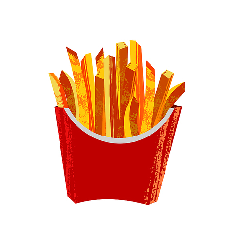 French fries in cardboard box Vector illustration on white background with unique hand drawn vector textures