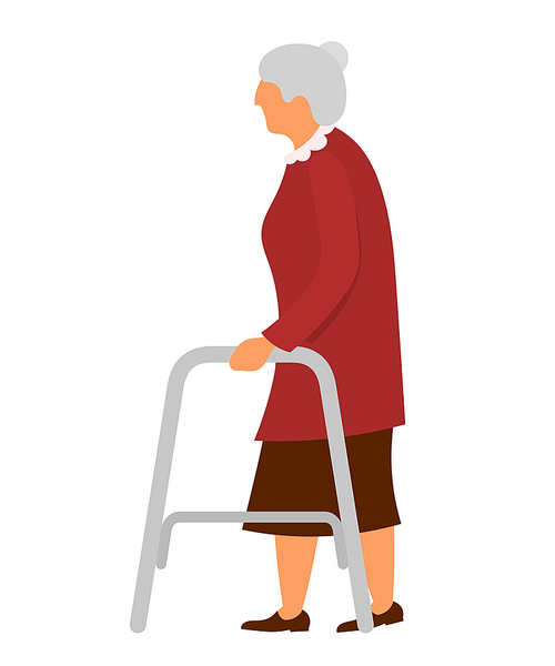 abstract vector image with image of a walker . and the old lady on a white background