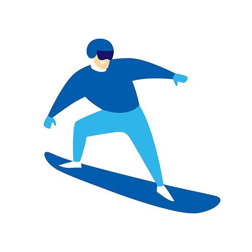 Snowboarder jumping man. Stylized illustration of winter sport.