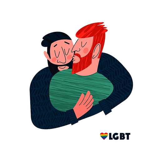 Vector illustration of happy homosexual men couples.