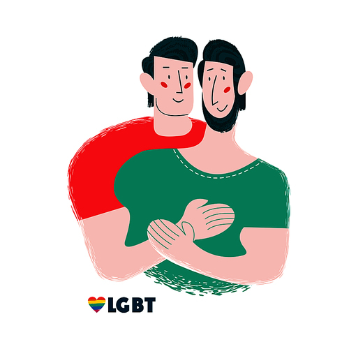 Vector illustration of happy homosexual men couples.