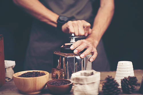 coffee dripping process, vintage filter image