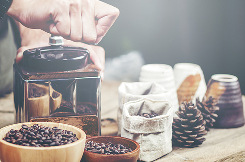 coffee dripping process, vintage filter image