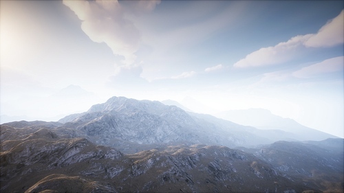 Volcano Crater Landscape with Fog