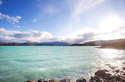 Beautiful mountain landscapes in Patagonia. Mountains lake in Argentina, South America.