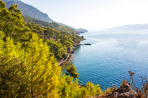 Beautiful sea coast  in Turkey. Amazing natural landscapes along Lycian hiking way.