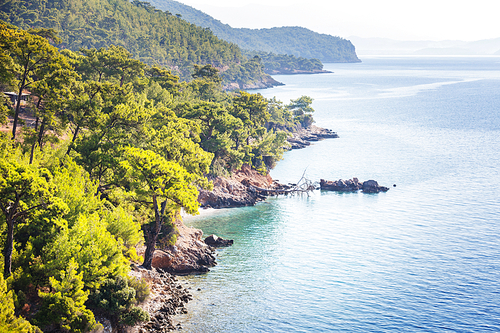 Beautiful sea coast  in Turkey. Amazing natural landscapes along Lycian hiking way.