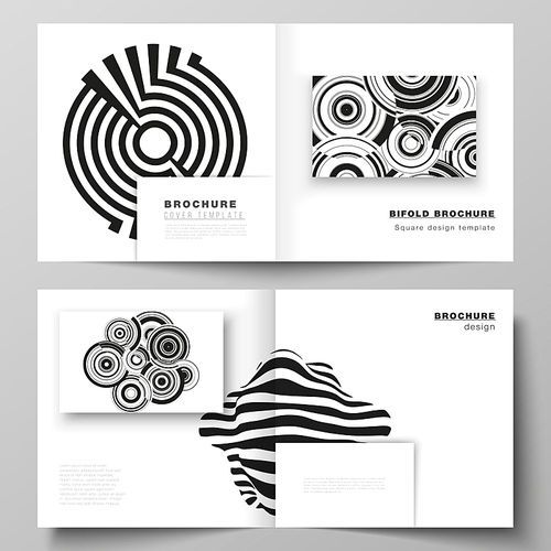 The vector layout of two covers templates for square design bifold brochure, magazine, flyer, booklet. Trendy geometric abstract background in minimalistic flat style with dynamic composition