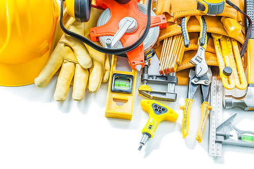 construction hand tools isolated on white