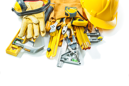 construction tools set isolated on white