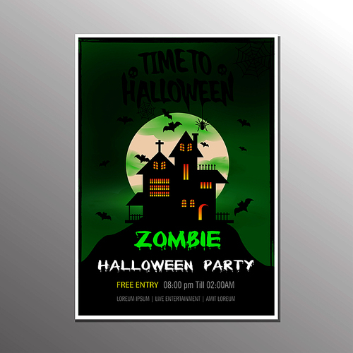 Vector illustration on a Halloween Zombie Party theme on green background. EPS 10 illustration
