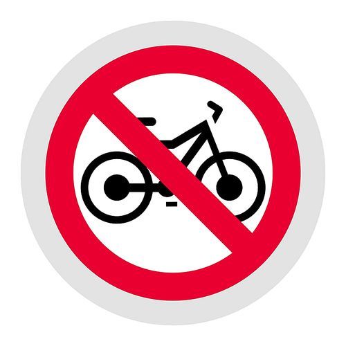 No bike forbidden sign, modern round sticker