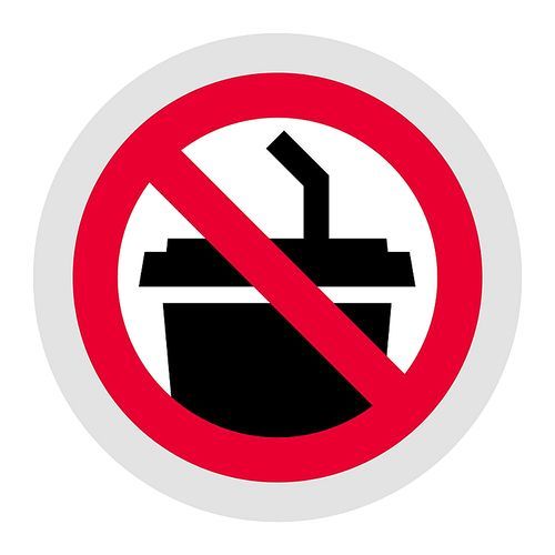 No plastic cup forbidden sign, modern round sticker