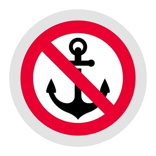 No anchor forbidden sign, modern round sticker