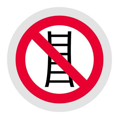 Not use ladders forbidden sign, modern round sticker