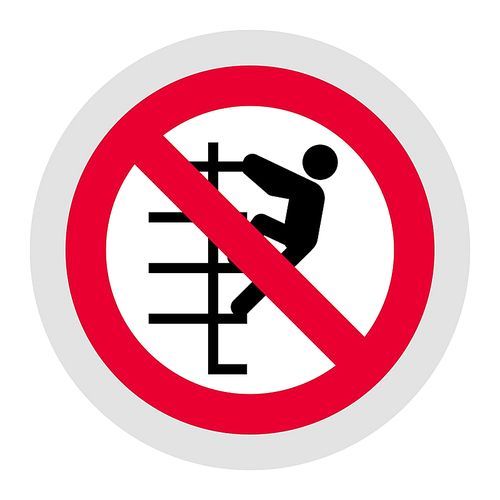 Do not walk down stairs or No climb up forbidden sign, modern round sticker, vector illustration for your design
