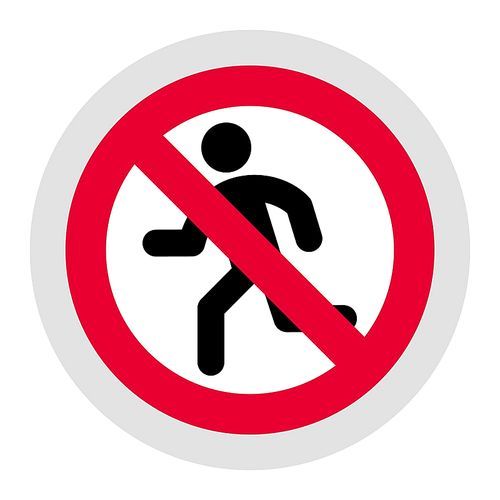 No running forbidden sign, modern round sticker, vector illustration for your design