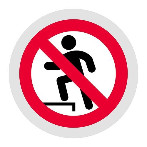 Do not step forbidden sign, modern round sticker, vector illustration for your design