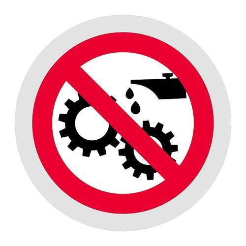 Do not lubricate forbidden sign, modern round sticker, vector illustration for your design