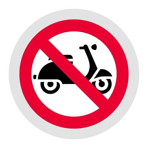 No moped or scooter forbidden sign, modern round sticker