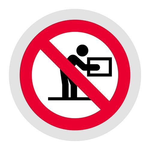 Do not lift heavy weight forbidden sign, modern round sticker, vector illustration for your design