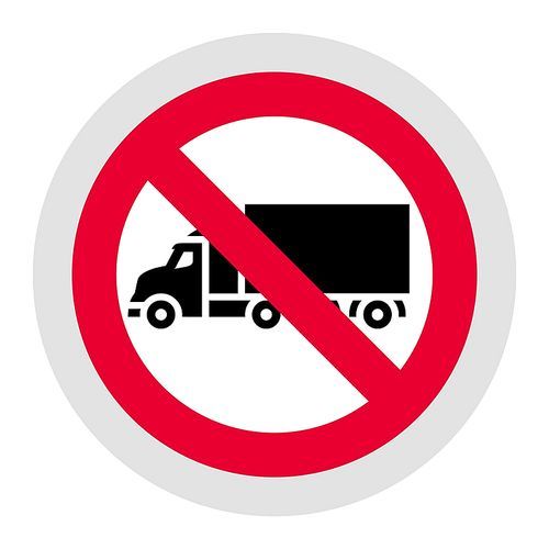 No truck or no parking forbidden sign, modern round sticker, vector illustration for your design