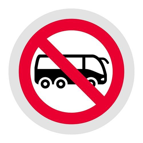 No tourist bus forbidden sign, modern round sticker, vector illustration for your design