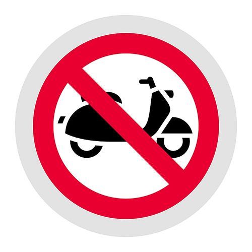 No moped forbidden sign, modern round sticker
