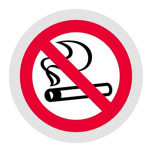 No smoking forbidden sign, modern round sticker, vector illustration for your design