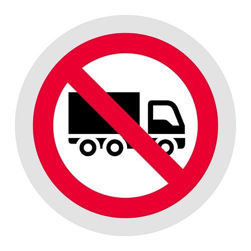 No truck or no parking forbidden sign, modern round sticker, vector illustration for your design