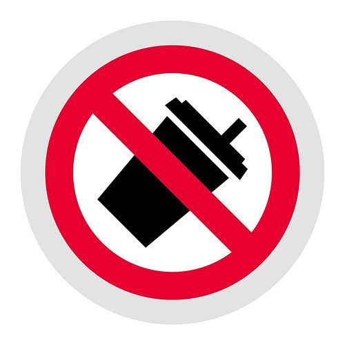 No plastic cup forbidden sign, modern round sticker