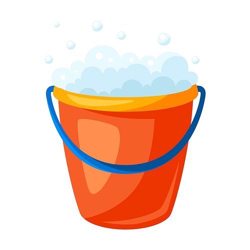 Illustration of soap bucket. Housekeeping cleaning item for service, design and advertising.