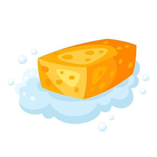 Illustration of soap foam sponge. Housekeeping cleaning item for service, design and advertising.