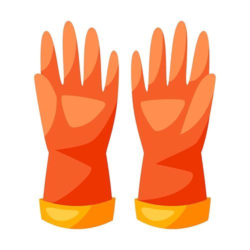 Illustration of rubber gloves for cleaning. Housekeeping cleaning item for service, design and advertising.