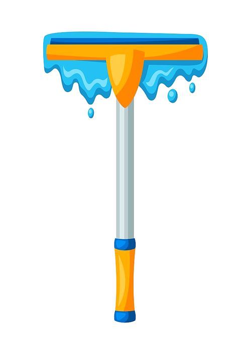 Illustration of window glass scraper. Housekeeping cleaning item for service, design and advertising.